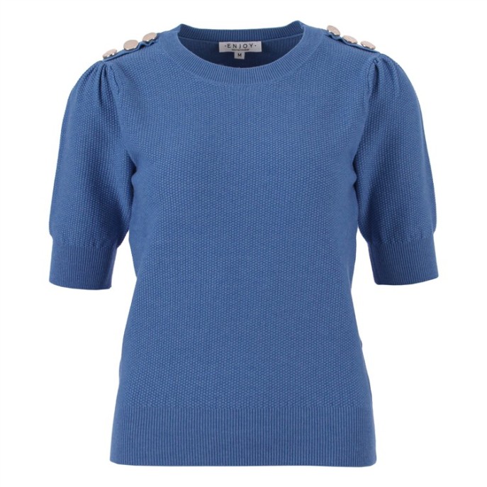 Enjoy Pullover korte mouw 892155 schouder knopen Blauw Enjoy Pullover korte mouw 892155 schouder knopen Blauw